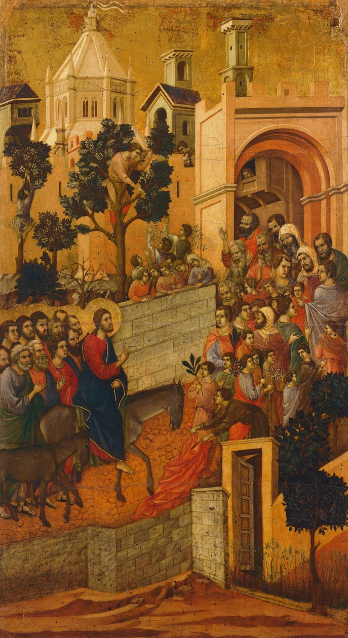 Maesta: Inträde i Jerusalem, 1308-11 av Duccio di Buoninsegna