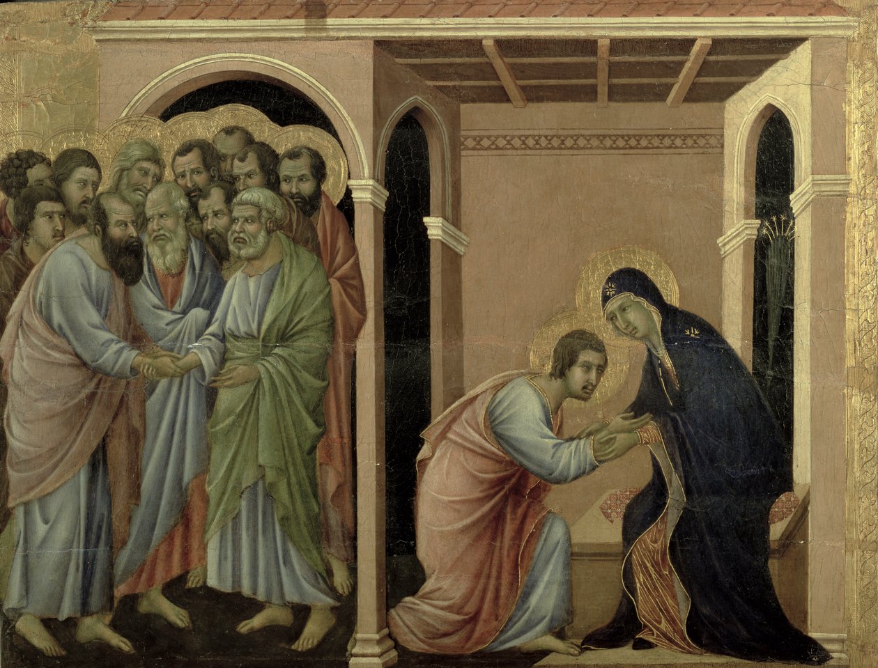 Maesta: Jungfrun säger farväl till St. John, 1308-11 av Duccio di Buoninsegna