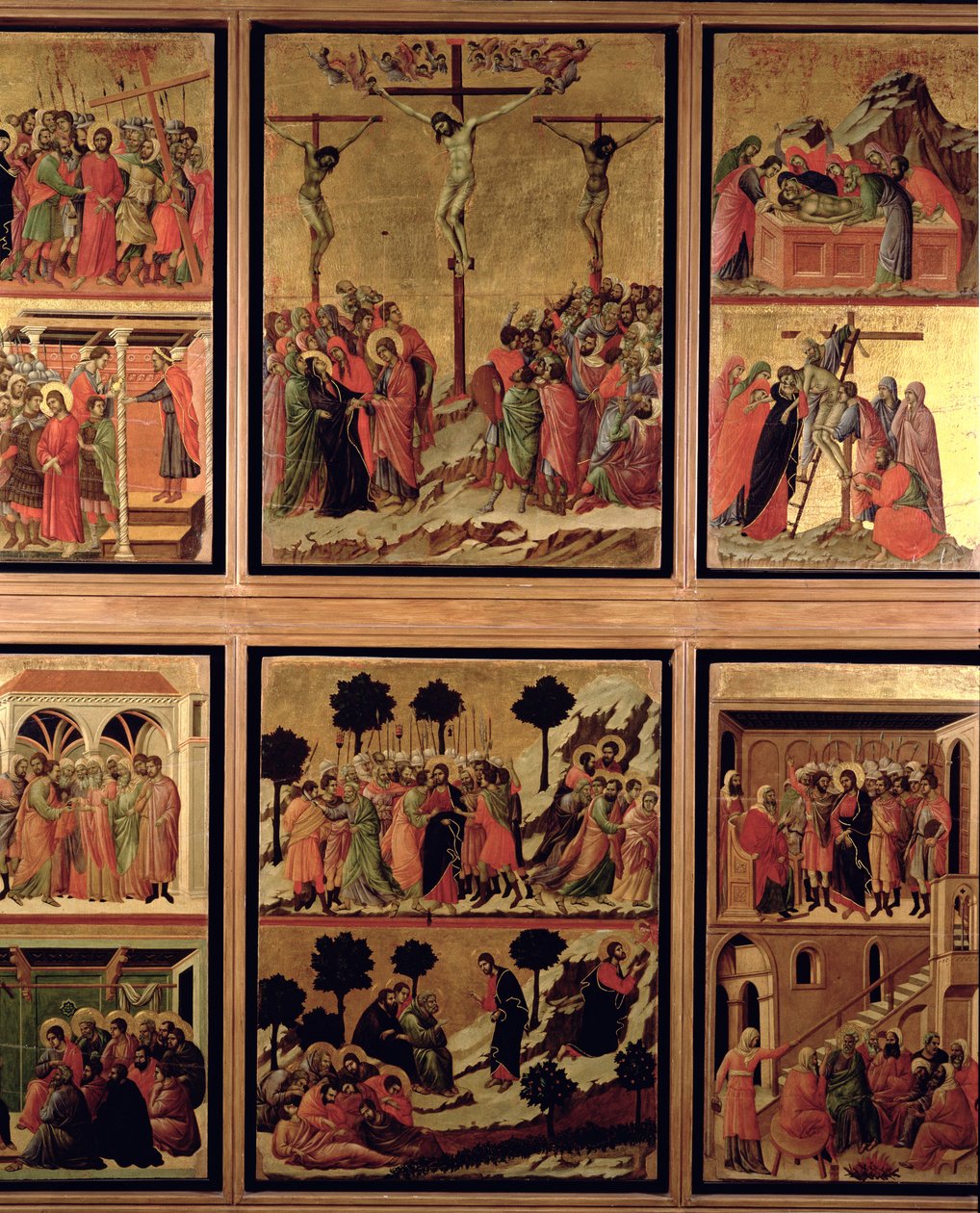 Maesta: elva scener från passionen, 1308-11 (tempera på panel) (baksidan av 55438) av Duccio di Buoninsegna