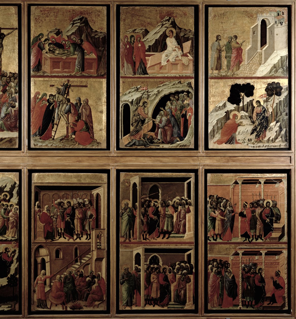 Maesta: elva scener från passionen, 1308-11 (tempera på panel) (baksidan av 55438) av Duccio di Buoninsegna