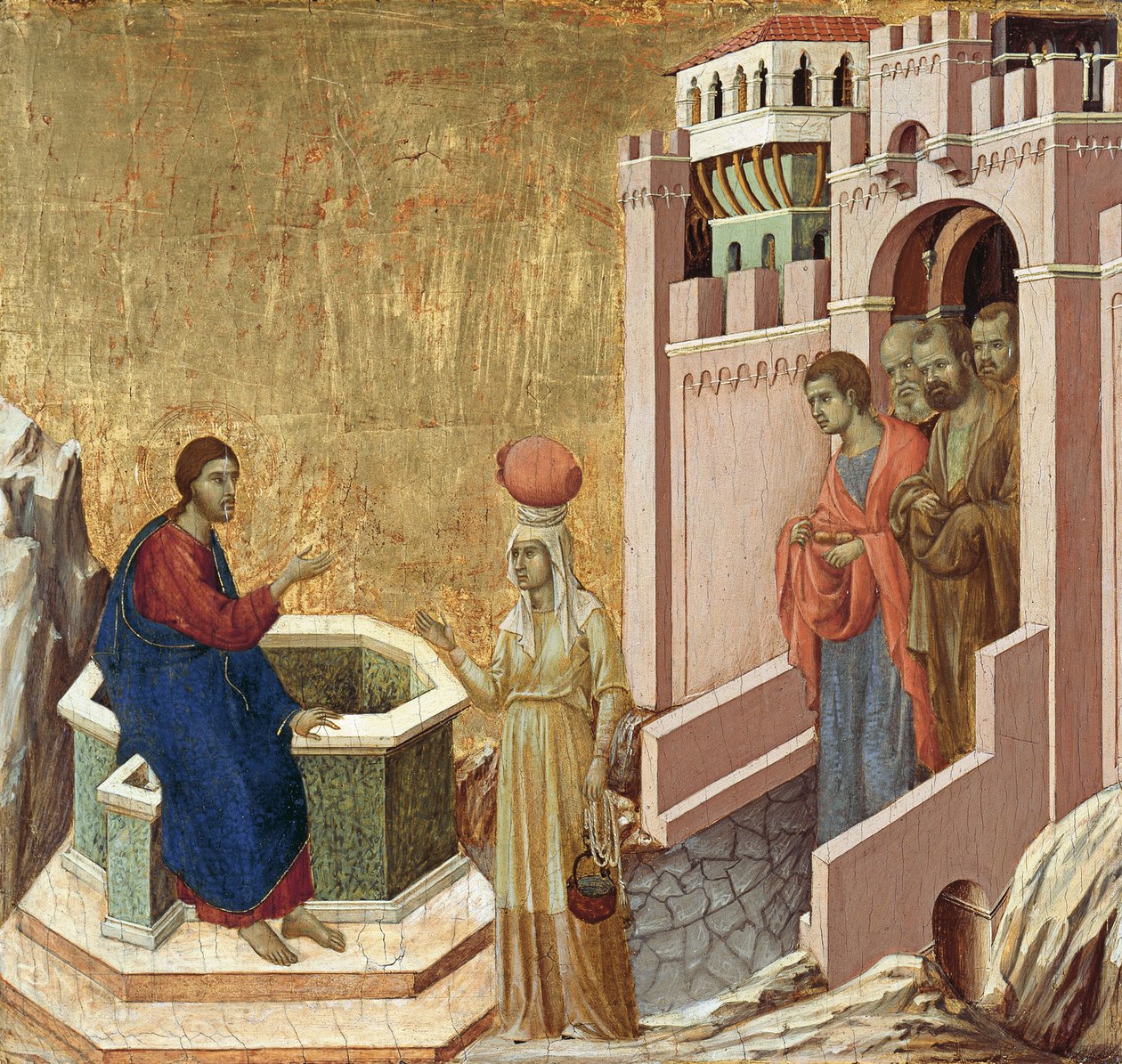 Kristus och den samaritanska kvinnan av Duccio di Buoninsegna