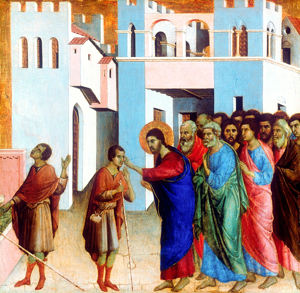 Jesus öppnar ögonen på den blindfödda mannen, 1311 av Duccio di Buoninsegna
