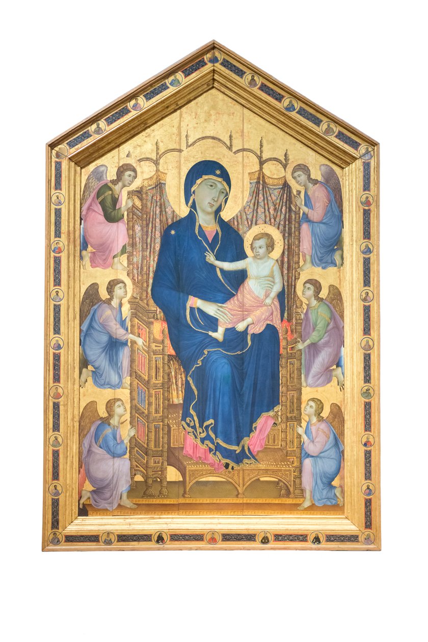 Madonna och barn tronar med änglar av Duccio di Buoninsegna