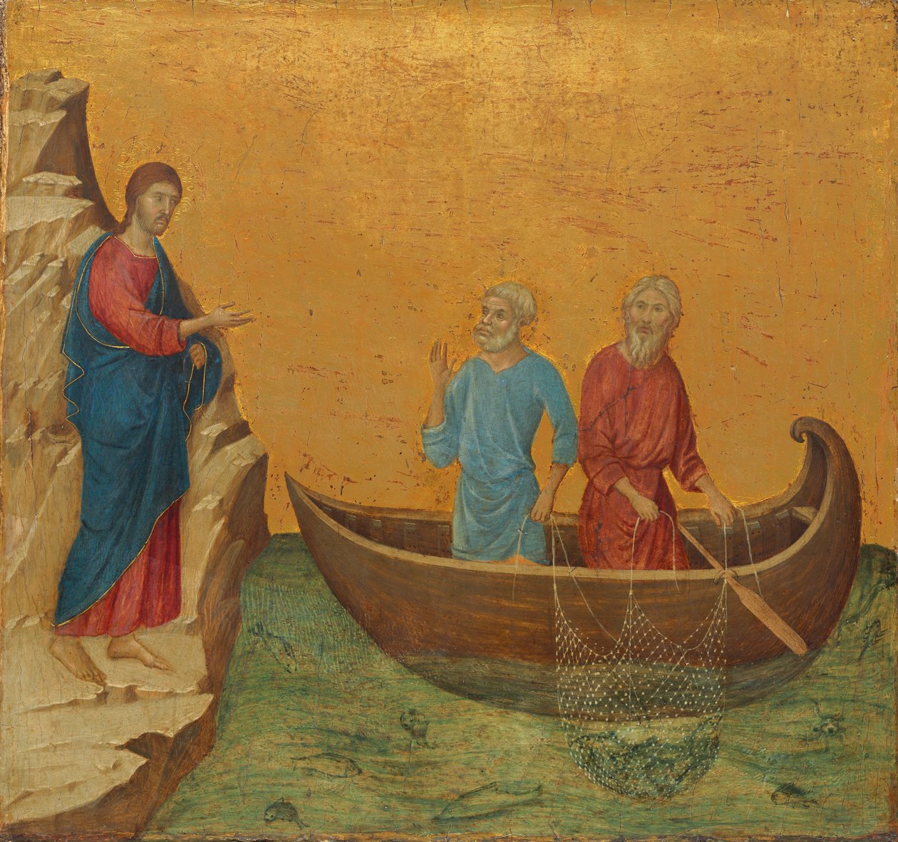 Apostlarnas kallelse Petrus och Andreas av Duccio di Buoninsegna