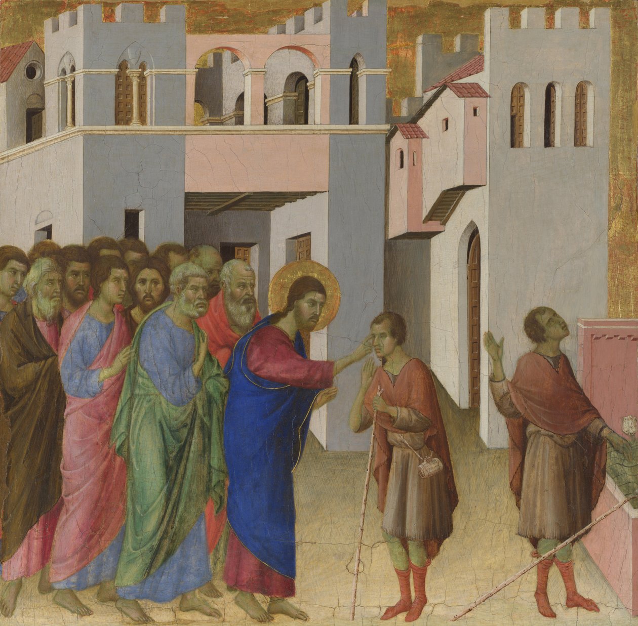 Healing of the man born blind, ca 1308-1311 av Duccio di Buoninsegna