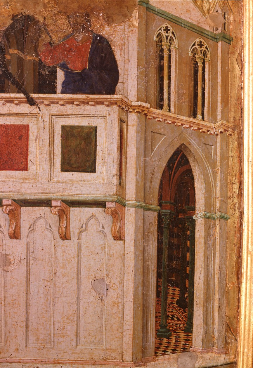 Frestelsen vid templet, detalj. Maesta altartavla (tempera och guld på trä av Duccio di Buoninsegna
