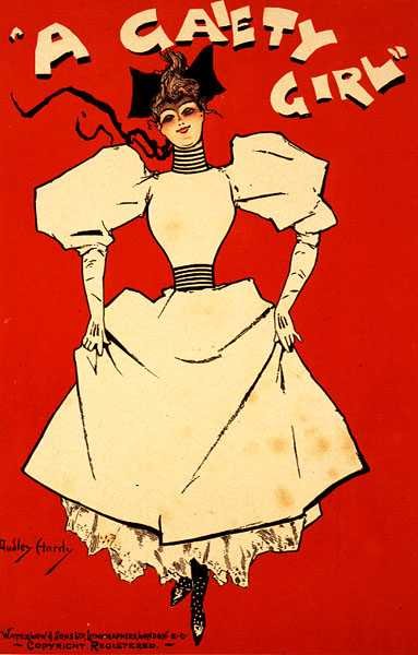 Reproduktion av en affisch som annonserar "A Gaiety Girl" av Dudley Hardy
