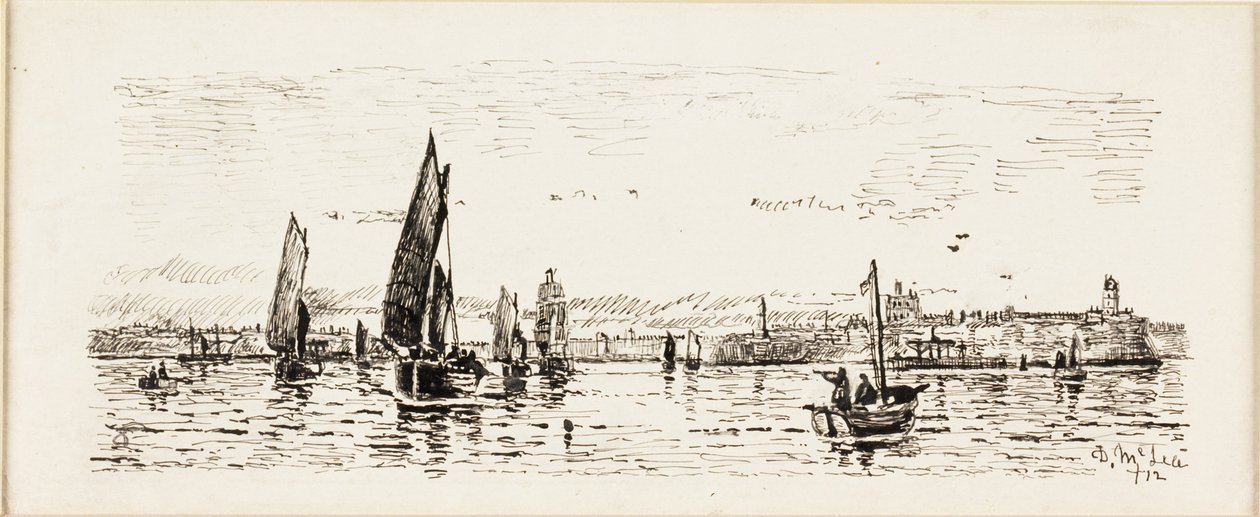 Off the Tyne in the Seventies-Evening (bläck på kort) av Duncan F. McLea