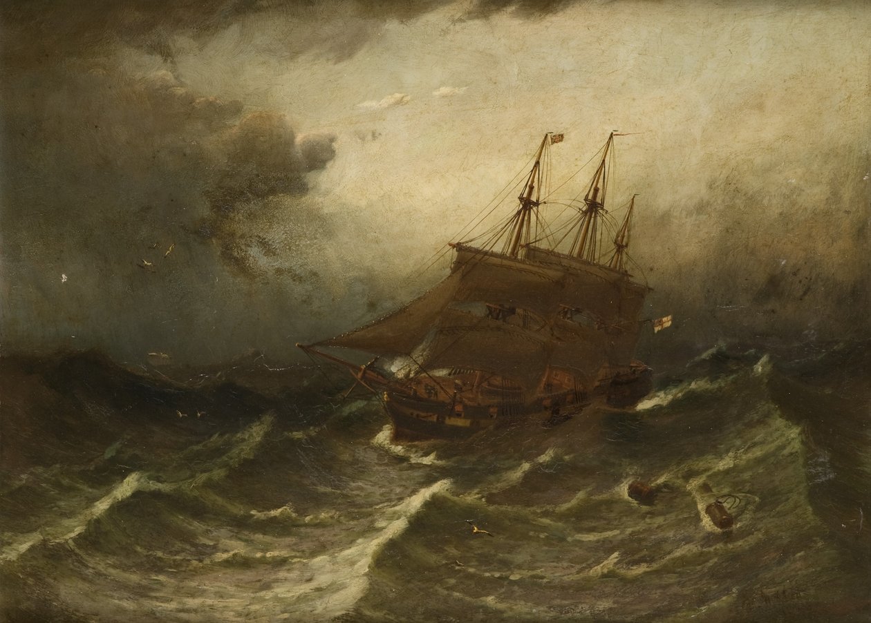 Segelfartyg i en storm 1882 av Duncan F. McLea