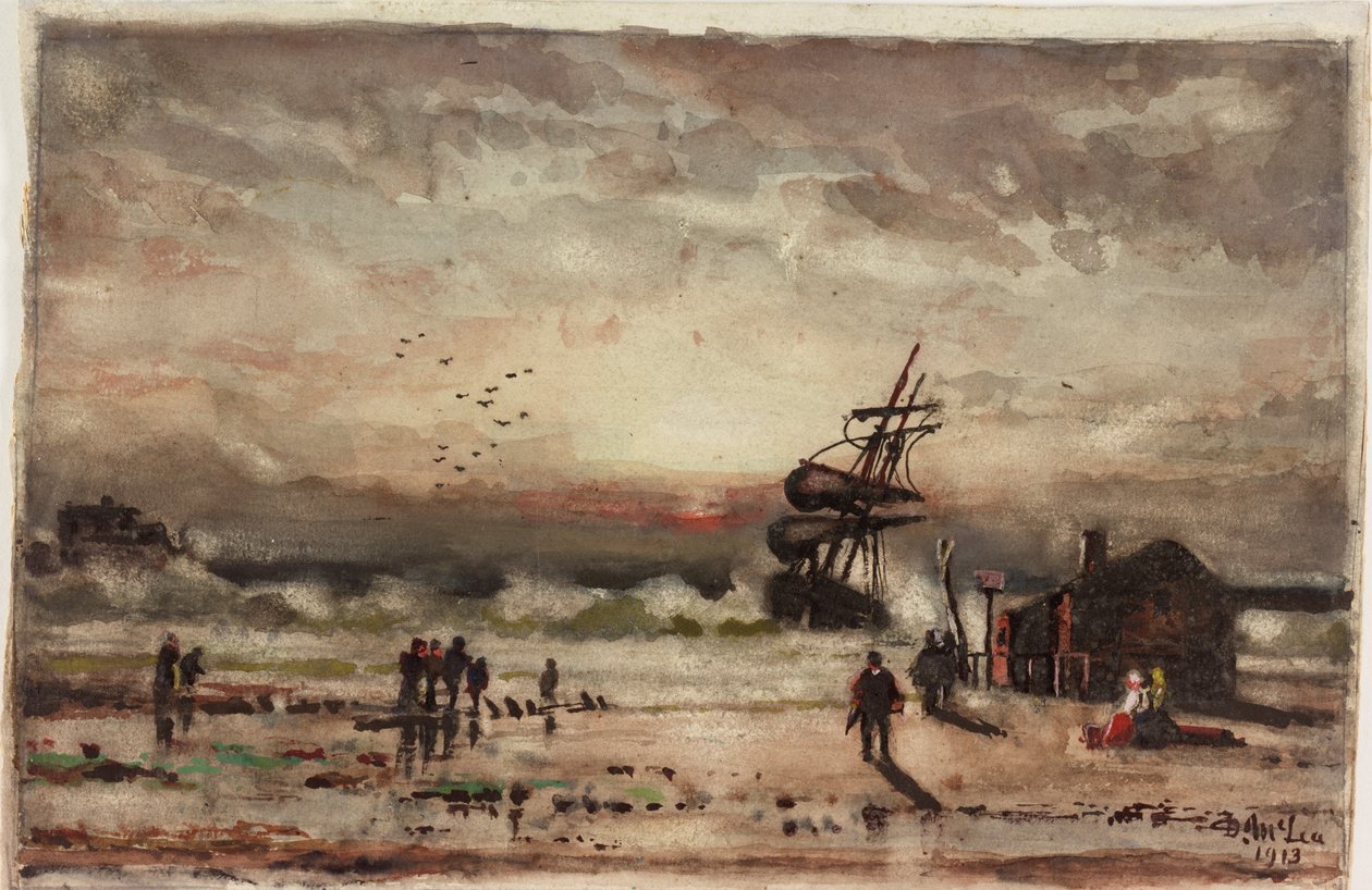 "Iris" strandade vid South Shields i början av 80-talet (akvarell och kroppsfärg på papper) av Duncan F. McLea