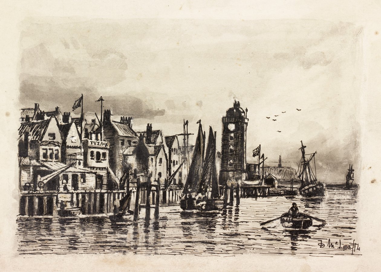 The Low Light (North Shields) (bläck på papper) av Duncan F. McLea