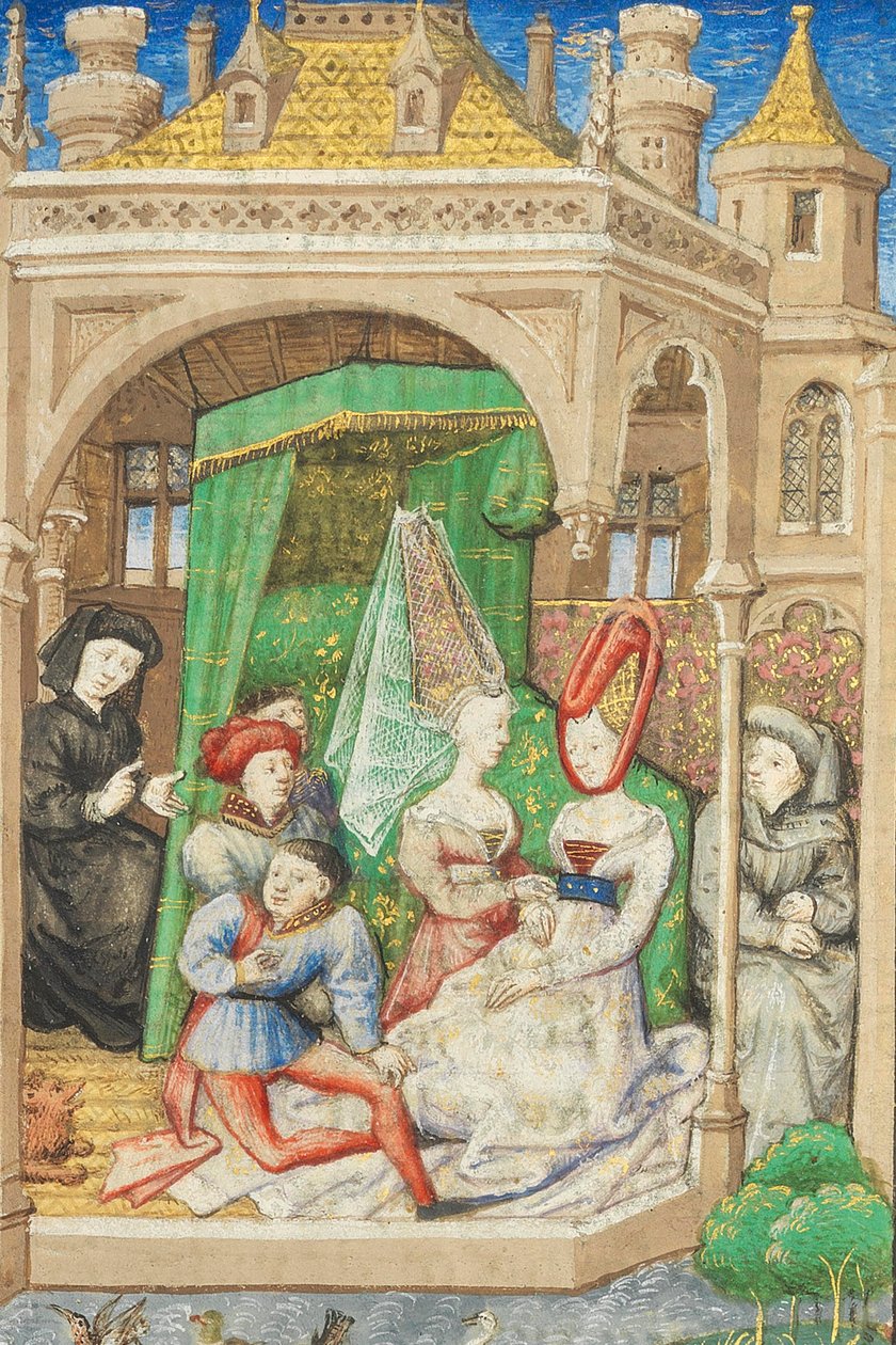 Sida från "La Belle Dame Sans Merci" av Alain Chartier, Paris, tidigt 1400-tal av Dunois Master