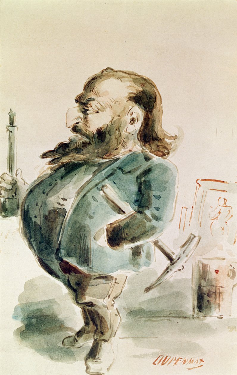 Karikatyr av Gustave Courbet (1819-77) som håller Colonne de Vendome av Dupendant