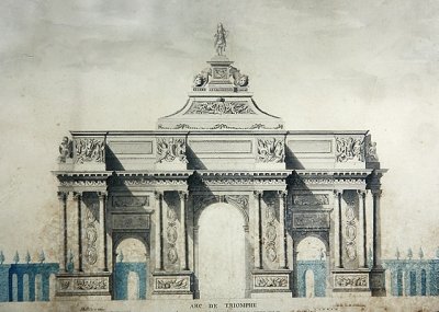 Triumfbågen, efter mönster av Claude Perrault (1613-78) (akvarell & gouache på papper) av Dupouy Dupouy