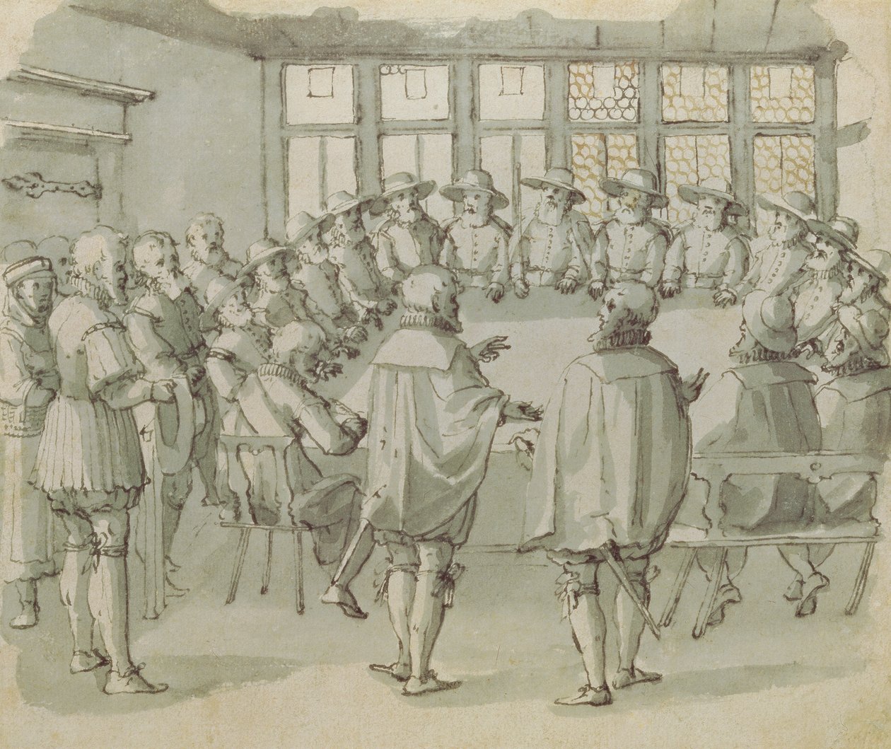 O se fonotaga a le guild, afa lona lua o le seneturi lona 17 (peni ma le vaitusi ma le lanu efuefu i luga o pepa) fa