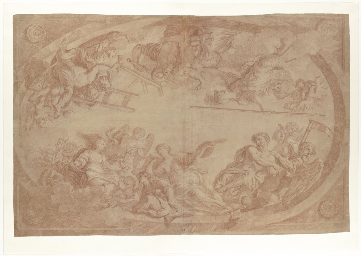Allegori om separationen av konstnärerna från Haagskrået Saint Luke, 1686 (ritning) av Dutch School