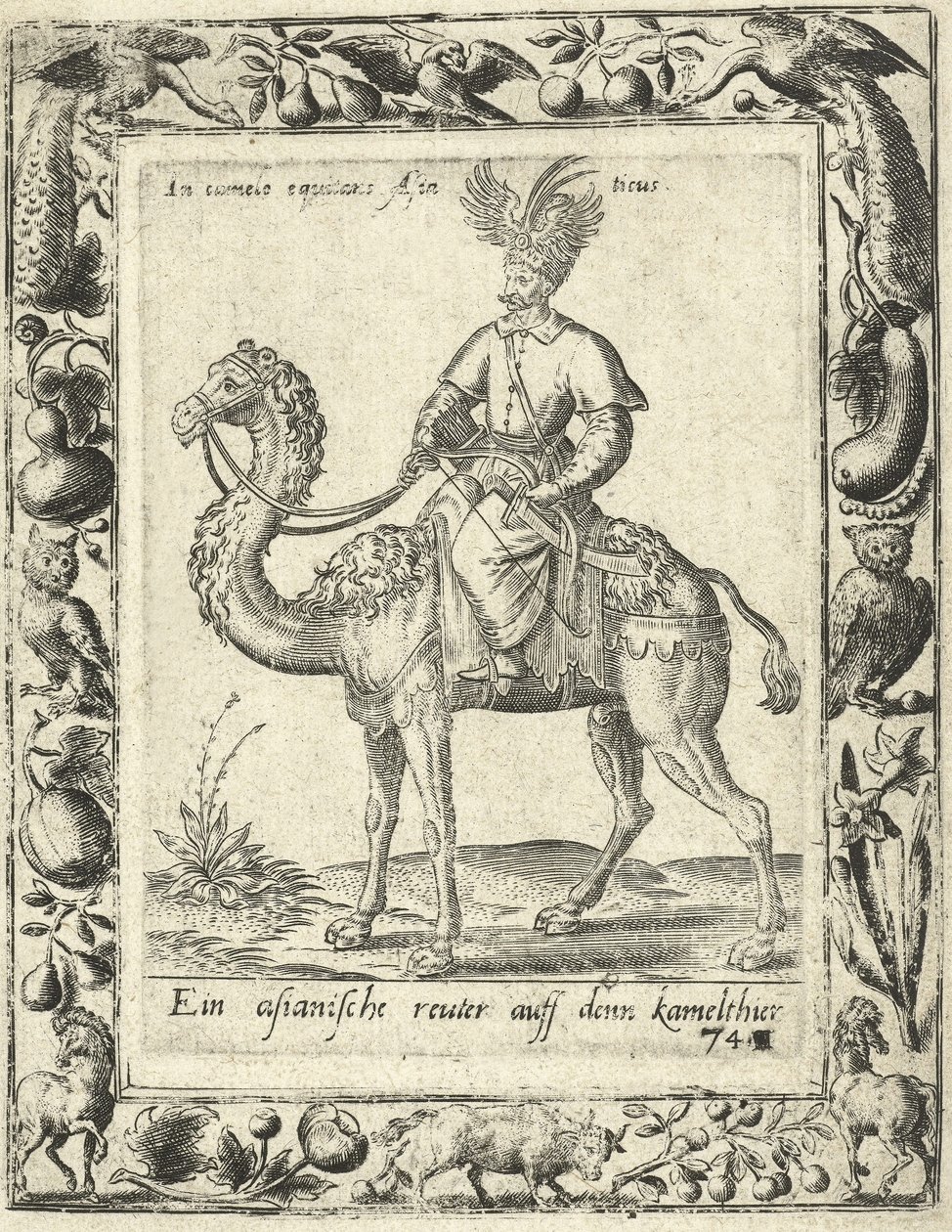 Arabian Hunter rider på en kamel, pub. 1577 av Dutch School