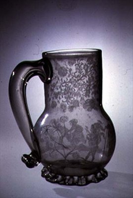 Blåst och diamantspetsgraverad tankard (glas) av Dutch School