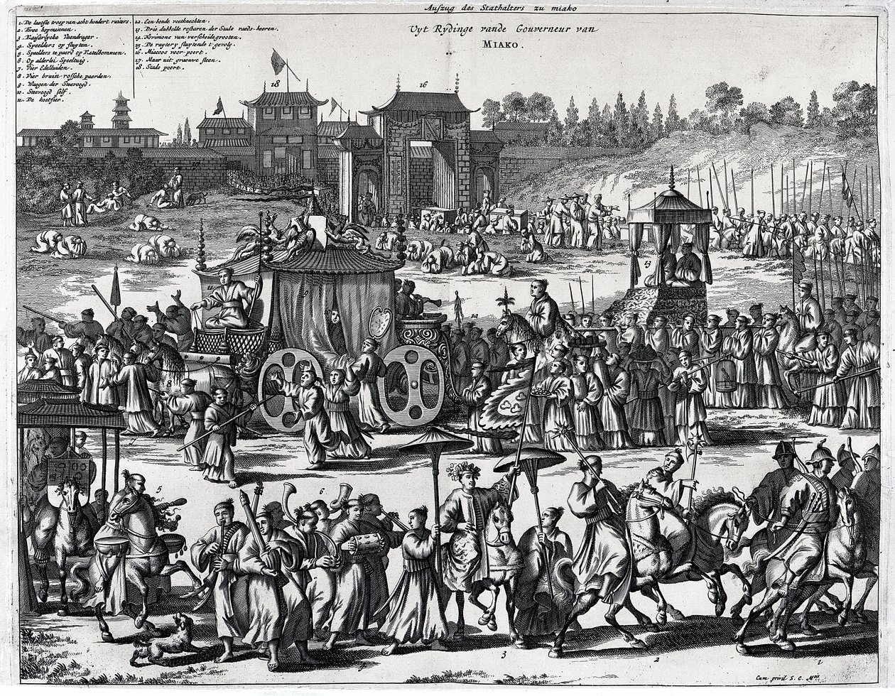 Procession från portarna till Macau, en illustration från 