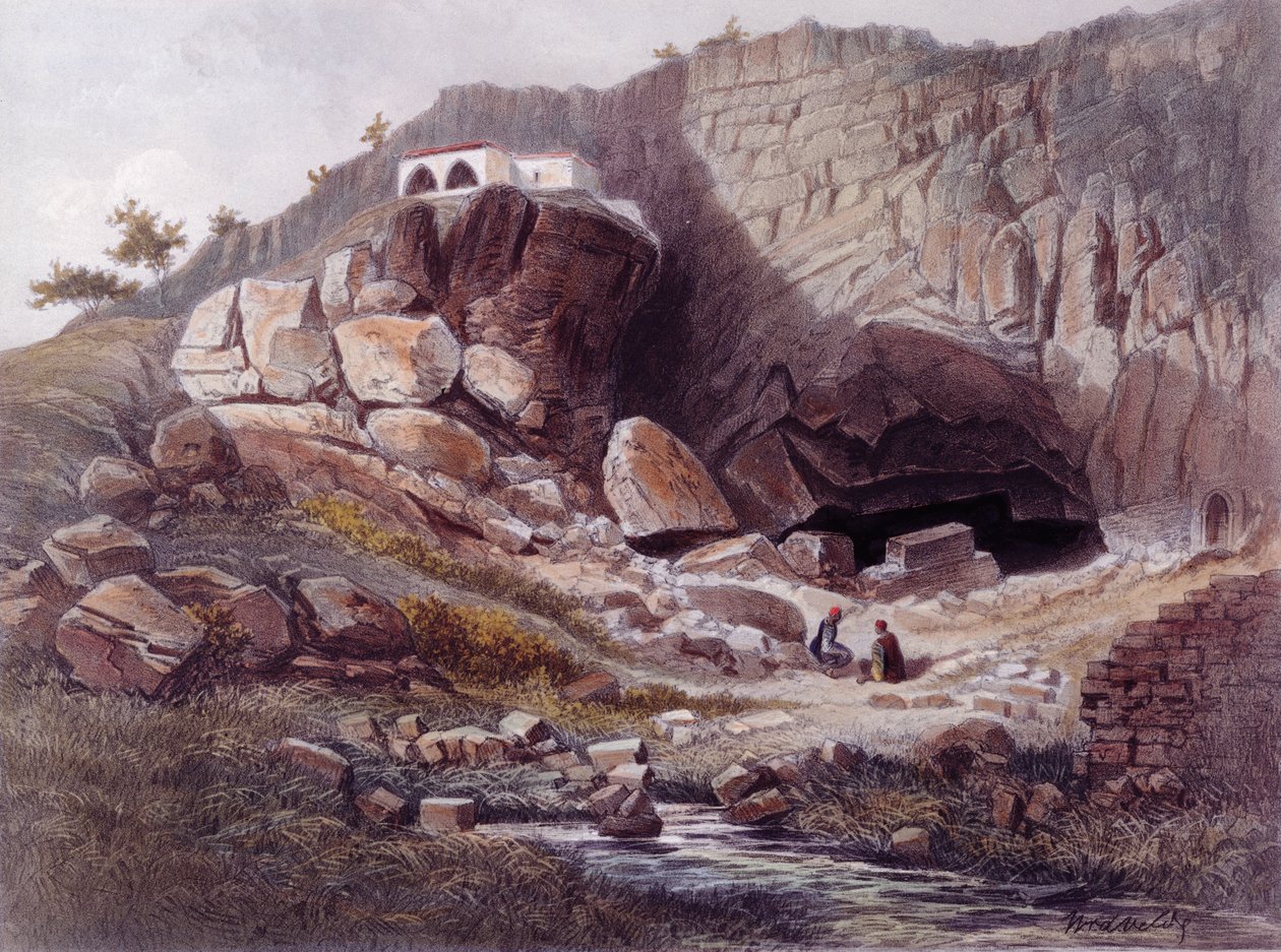 Jordans källa, graverad av Jean Jacottet (1806-c.1843) av Dutch School