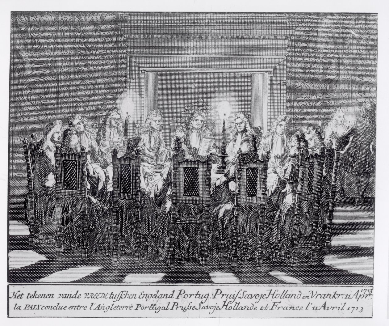 Undertecknandet av Utrechtfördraget den 11 april 1713 av Dutch School