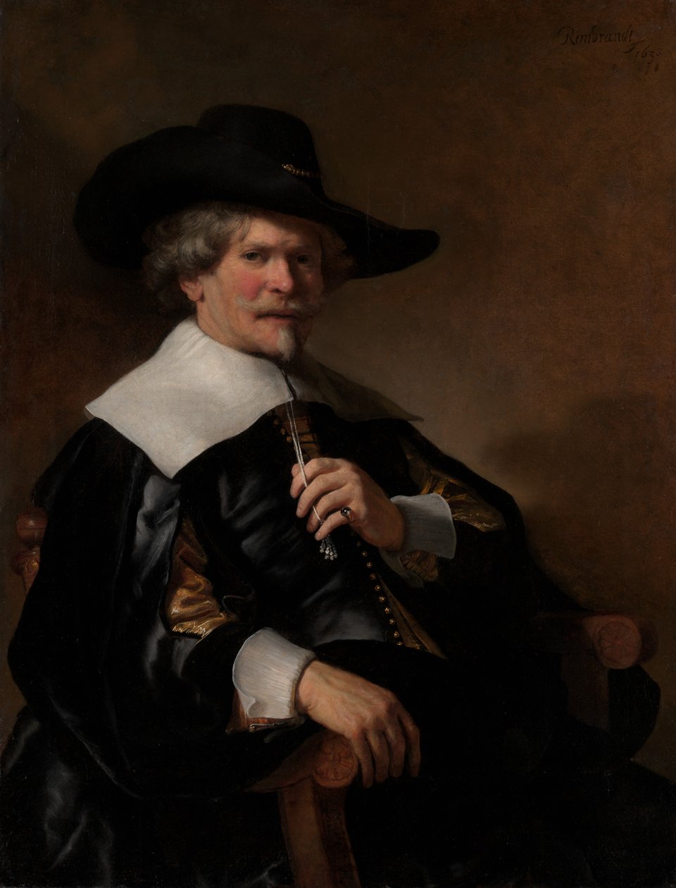 Porträtt av en man som sitter i en fåtölj, ca. 1640-50. av Dutch