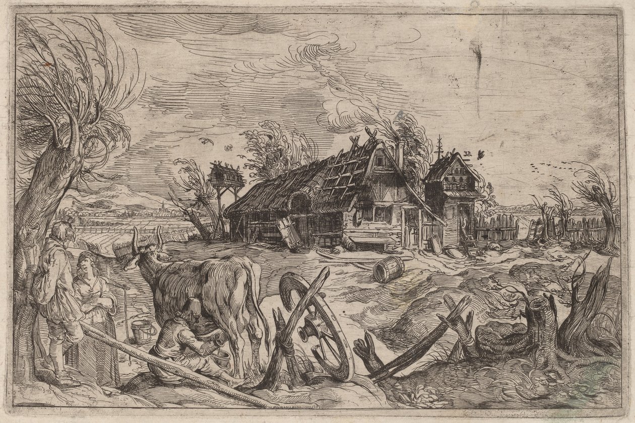 Landskap med en bondgård av Dutch 17th Century, formerly Jacques de Gheyn II