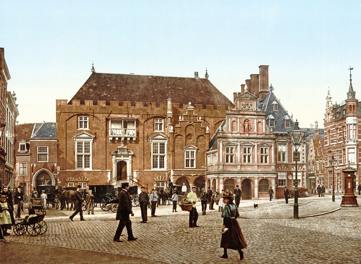 Stadshuset på Grote Markt, Haarlem, Holland, pub.c. 1900 av Dutch Photographer