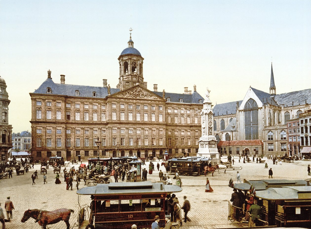Kungliga palatset i Amsterdam från Dam-torget, 1890-1900 av Dutch Photographer