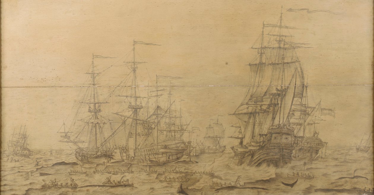 En valfångstscen från 1600-talet av Dutch School