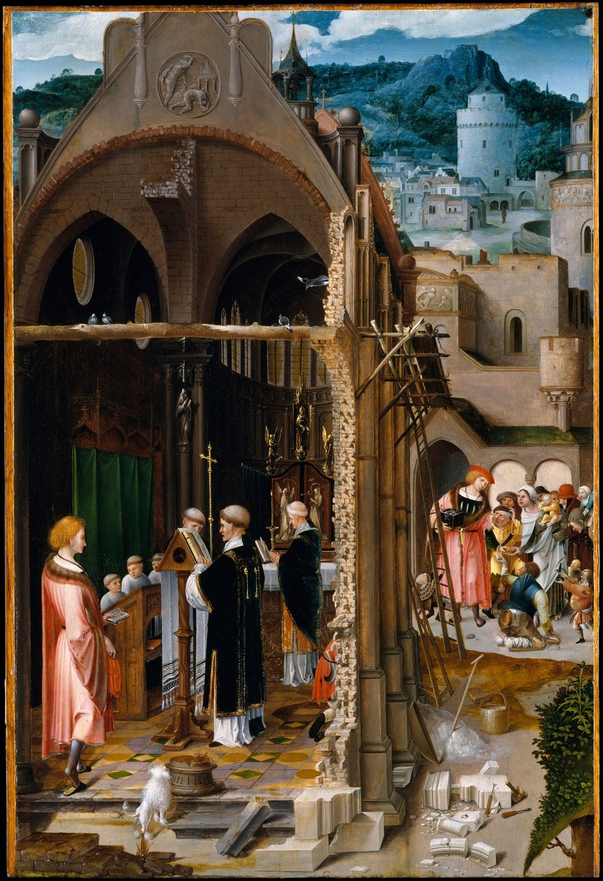 En predikan om välgörenhet (möjligen Sankt Antonius omvändelse), ca 1520–1525 (olja på trä) av Dutch School