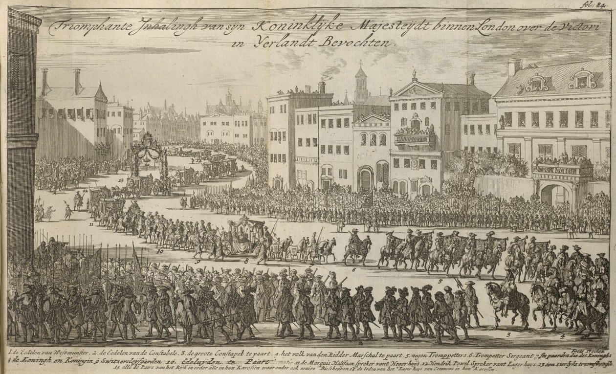 En procession för kung Vilhelm III av Dutch School