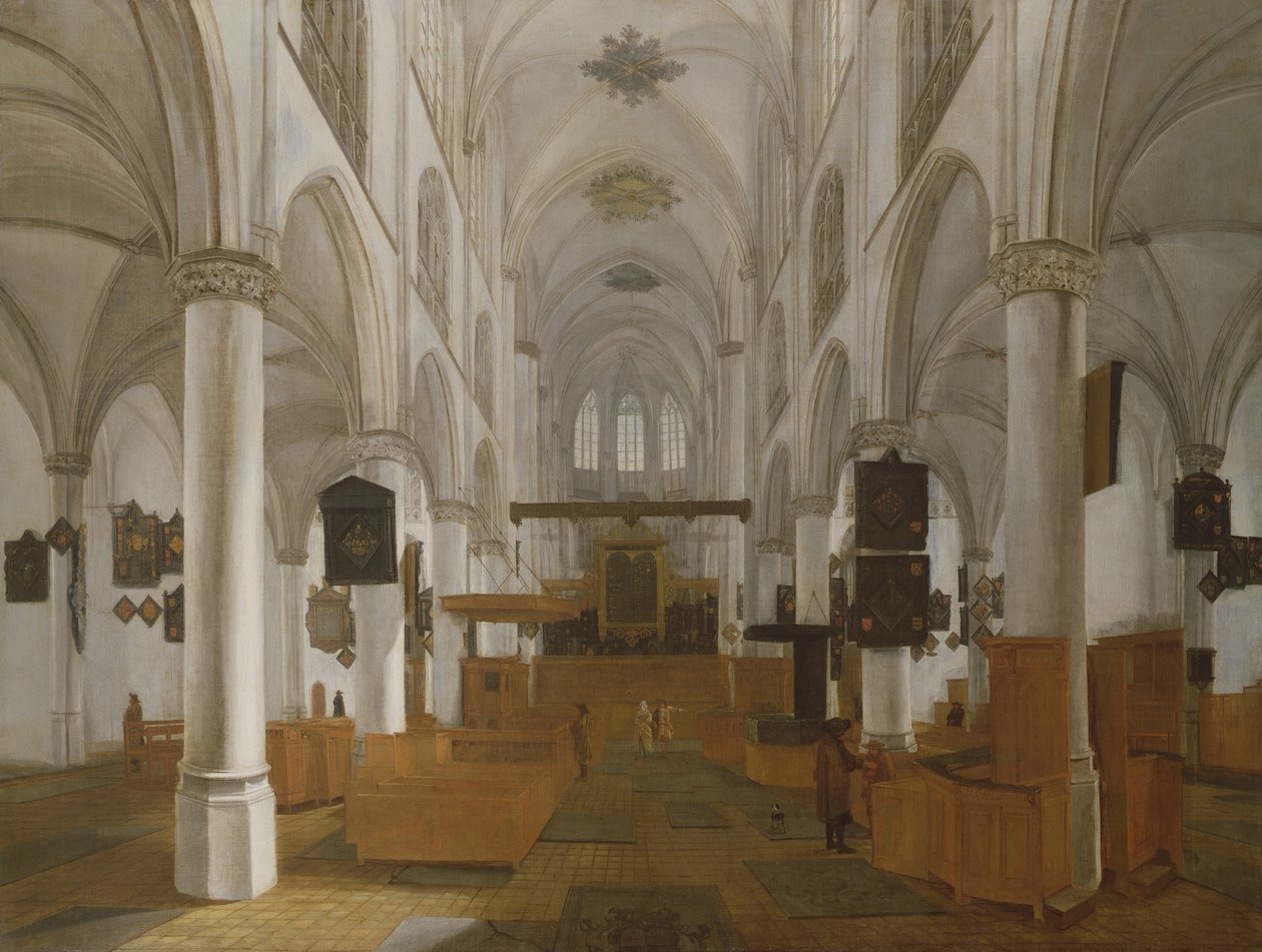 En interiör av St. Gertruds kyrka i Bergen Op Zoom, ca 1650 (målning) av Dutch School