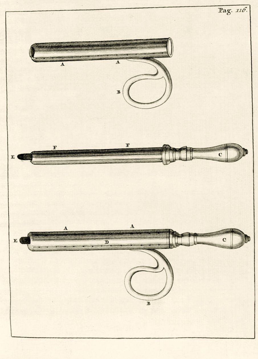 Ett sortiment av abscesssprutor, från praktiska övningar angående läkningsmetoden av Frederik Dekkers, 1694 av Dutch School