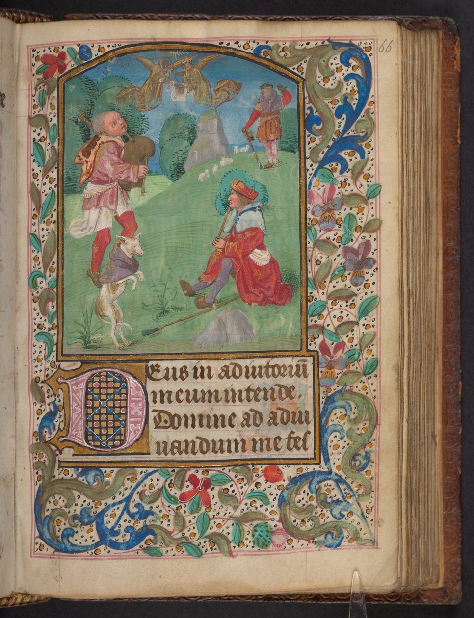 Annunciation to the Shepherds, Harley 2923, f.66r, c.1480 (vellum) av Dutch School