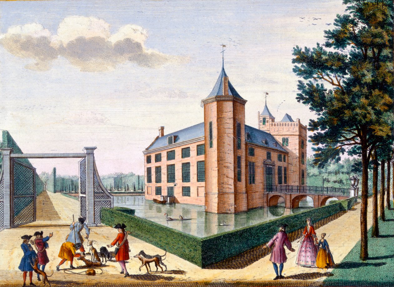 Assumburg Castle, från Het Zeganpralent Kennemerlant av Hendrick de Leth och Matthias Brouerius Van Nidek, publicerad ca 1700-1730 av Dutch School