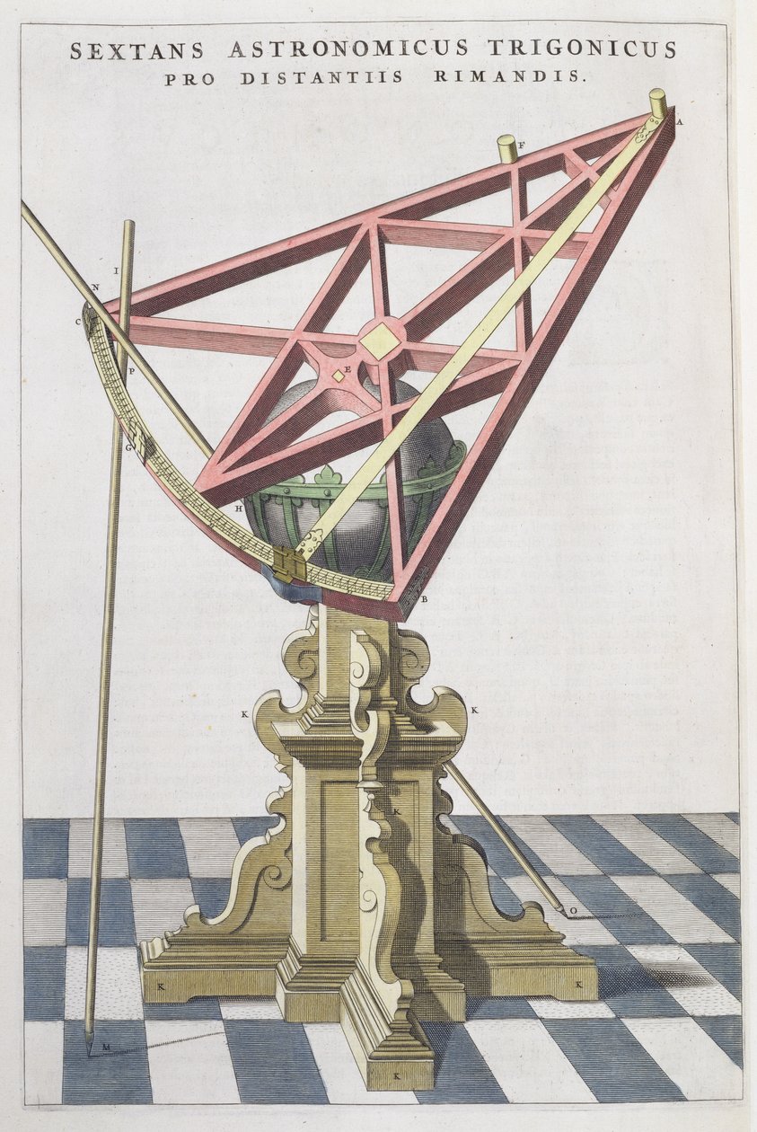 Astronomisk sextant av Tycho Brahe (1546-1601) från en atlas av Joan Blaeu (1596-1673) Amsterdam, 1665 av Dutch School