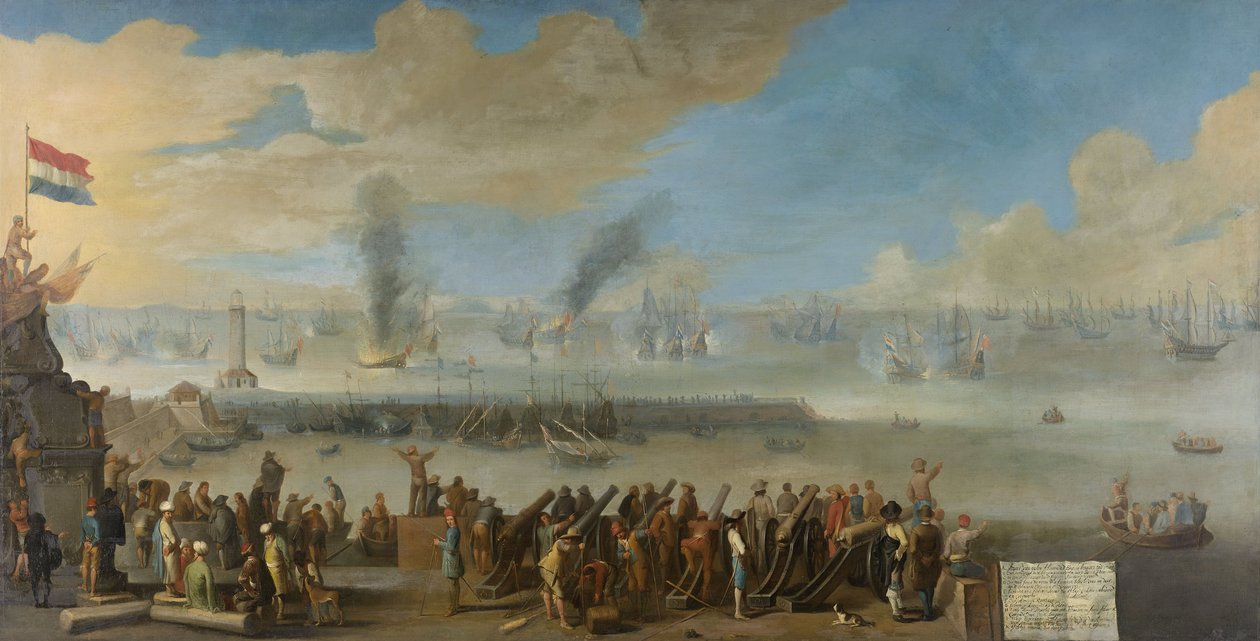 Slaget vid Livorno, 14 mars 1653, en incident från det första anglo-holländska kriget, efter 1653-60 av Dutch School