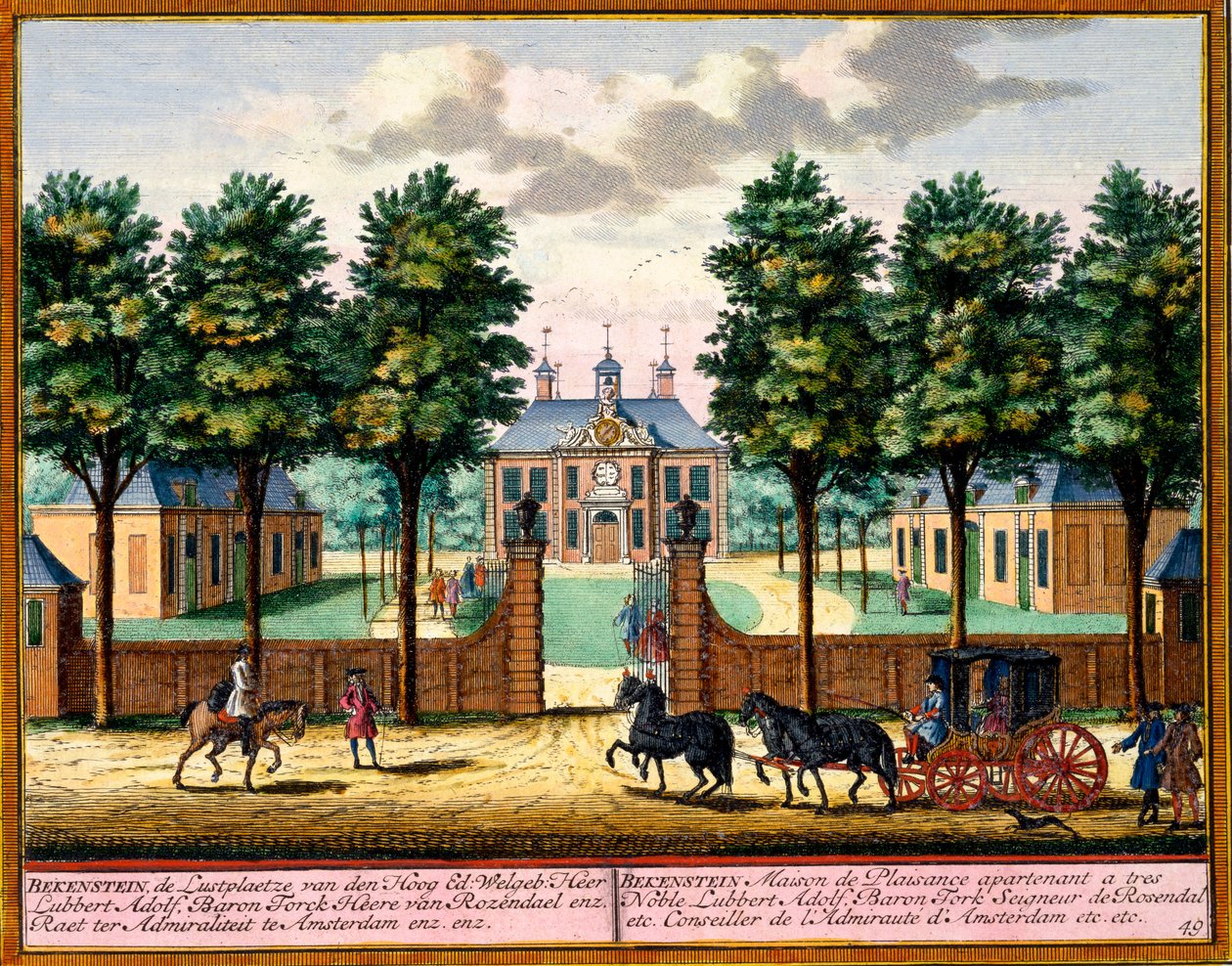 Bekenstein House of Pleasure, från Het Zeganpralent Kennemerlant av Hendrick de Leth och Matthias Brouerius Van Nidek, publicerad ca 1700-30 av Dutch School