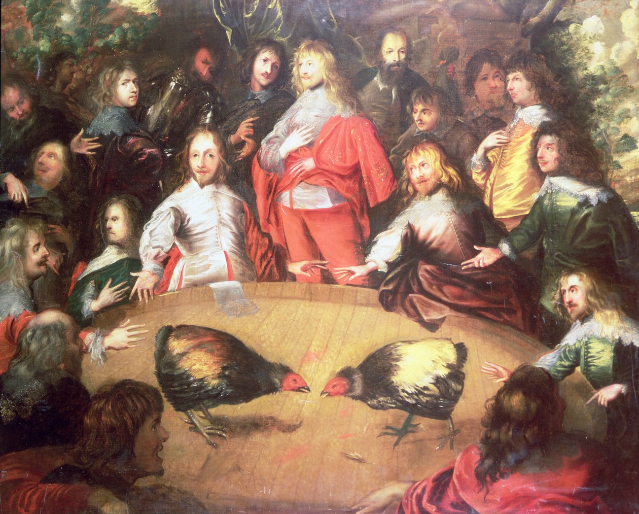 Charles I på en tuppkamp av Dutch School