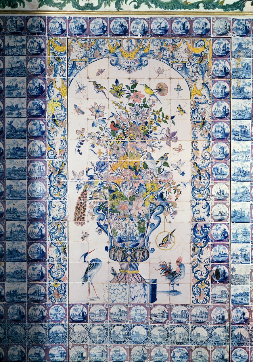 Delft kakelpanel från badrummet (fajans) av Dutch School