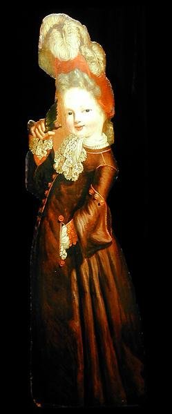 Figur av en flicka som håller en paraket (olja på bräda) av Dutch School