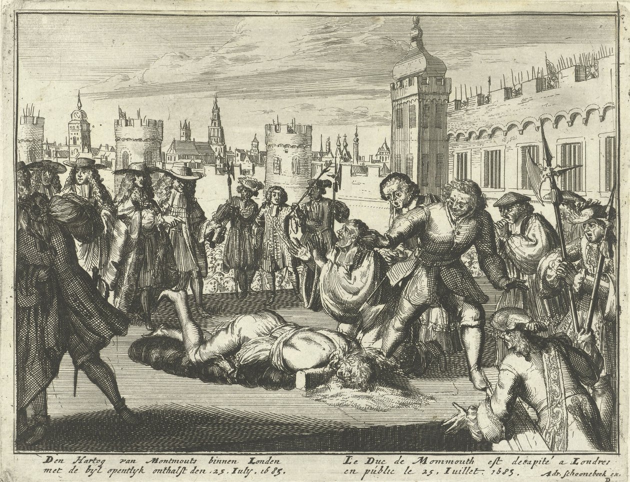 Avrättning av hertigen av Monmouth, 15 juli 1685 av Dutch School