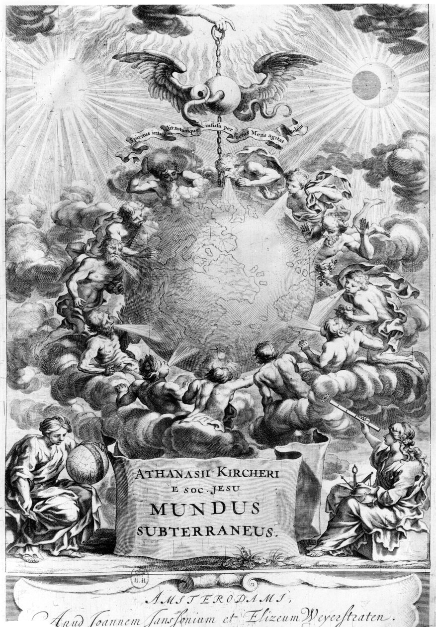 Frontispice of Mundus Subterraneus av Athanasius Kircher (1602-80) 1664, Amsterdam av Dutch School