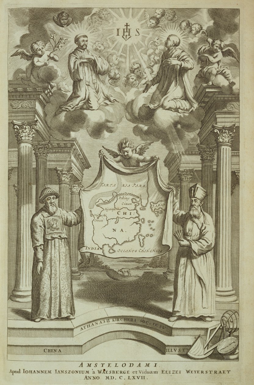 Frontispice till Kina Illustrerad av Athanasius Kircher (1601-80) 1667 av Dutch School