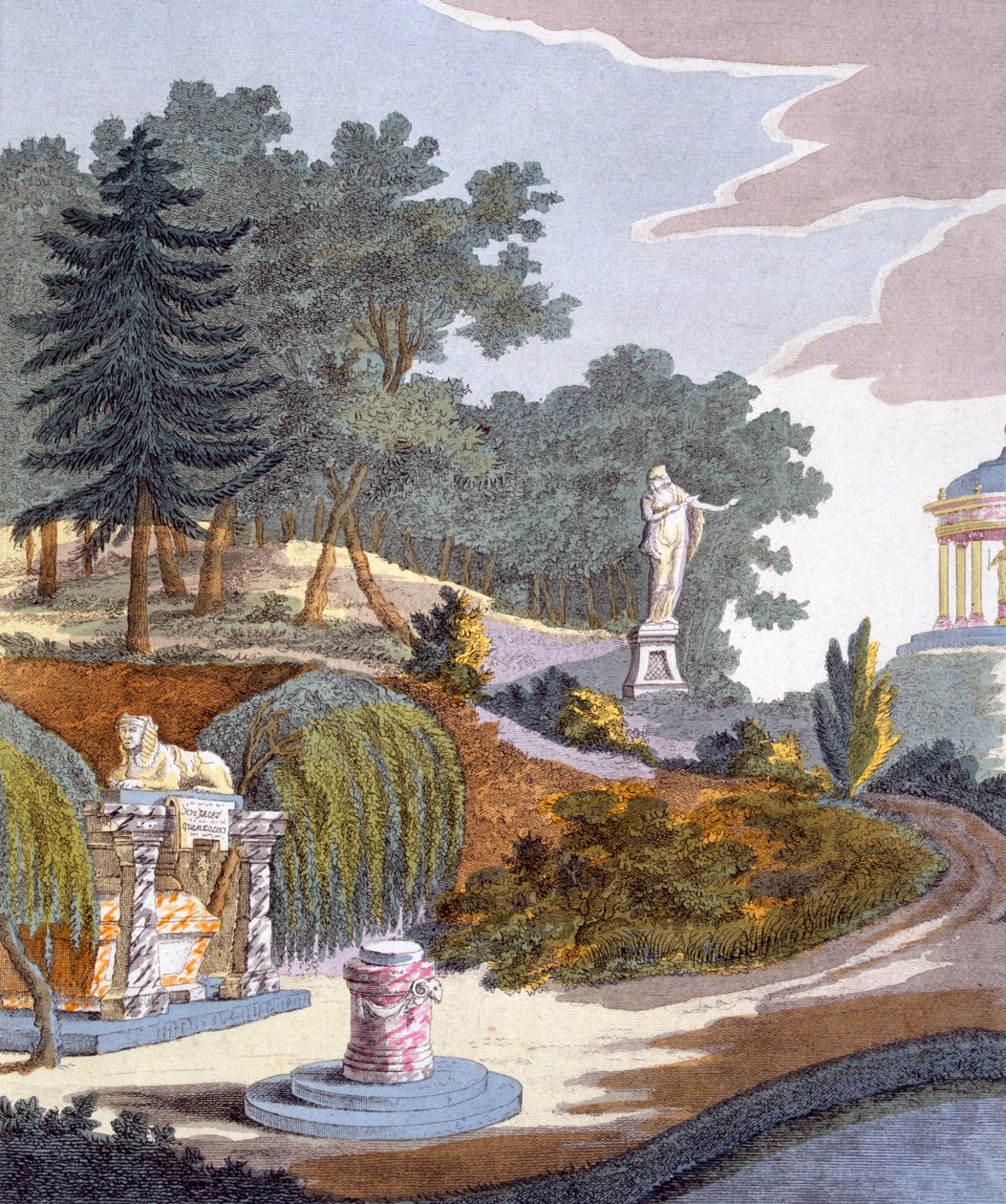 Trädgårdsdekorationer, från Magazine of Garden Gems av G. van Laar, publicerad 1802 av Dutch School