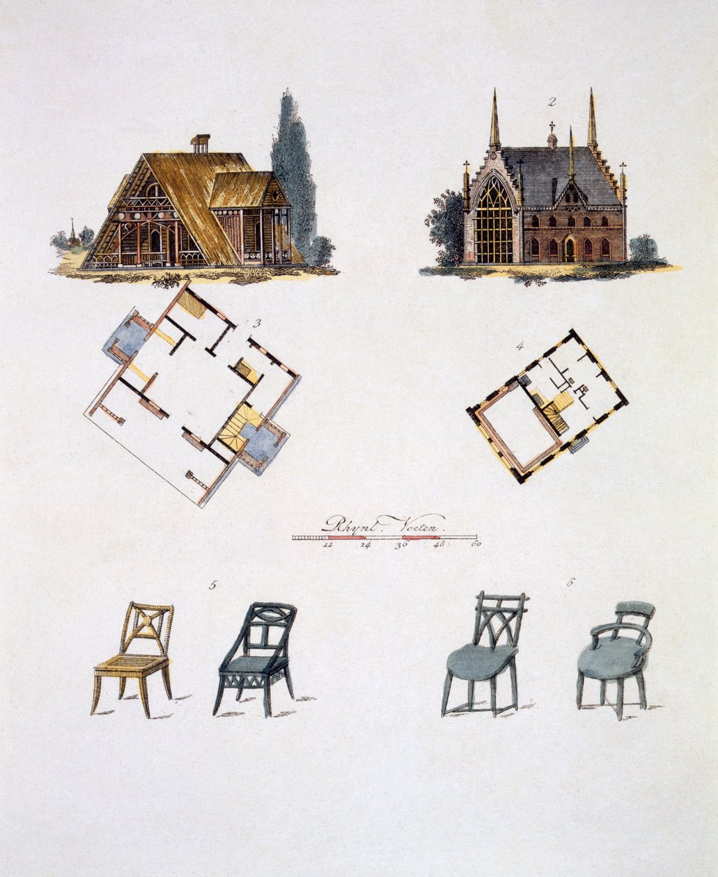 Trädgårdsdekorationer, från Magazine of Garden Gems av G. van Laar, publicerad 1802 av Dutch School