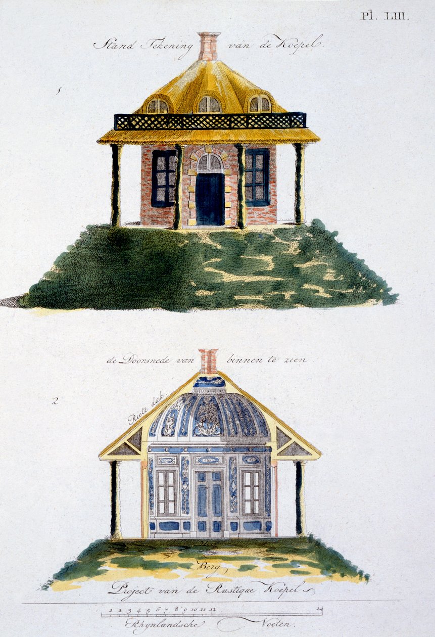 Trädgårdsprydnad från Magazine of Garden Gems av G. van Laar, publicerad 1802 av Dutch School