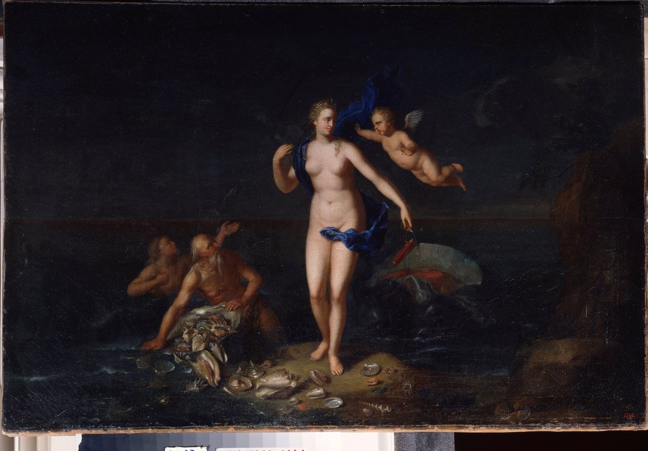 ""Venus födelse"" (Venus födelse) Anonym holländsk skolmålning från 1700-talet 1729 Statens friluftsmuseum Palace Gatchina, Sankt Petersburg, Ryssland av Dutch School