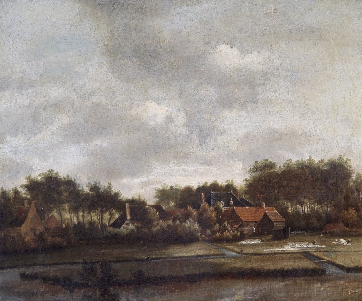 Landskap, med blekning grunder av Dutch School